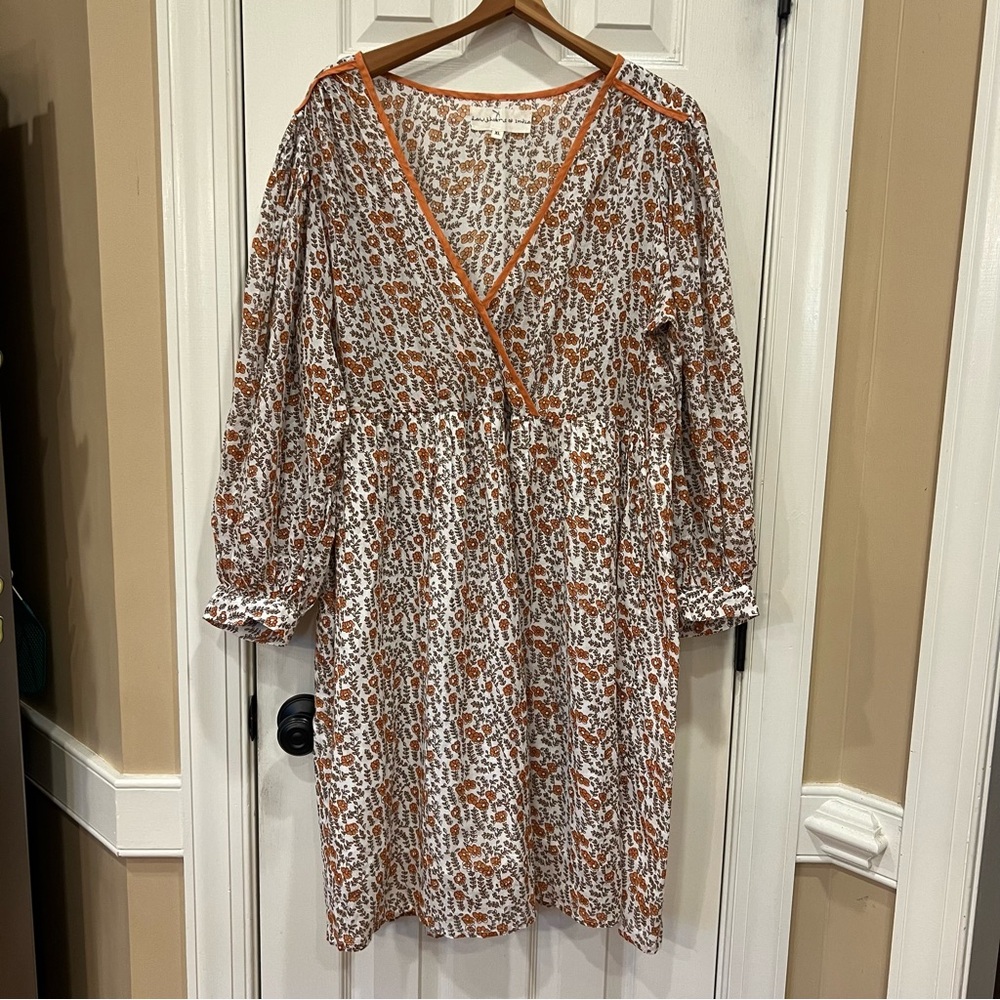 NEW Daughters of India Binita Mini Dress in Apricot Women’s XL Orange Floral